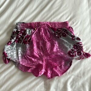 Pink silk shorts